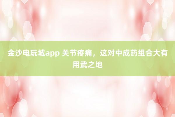 金沙電玩城app 關節疼痛，這對中成藥組合大有用武之地