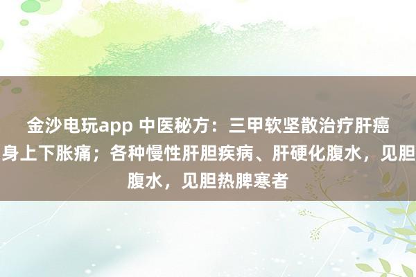 金沙電玩app 中醫(yī)秘方：三甲軟堅散治療肝癌；治療周身上下脹痛；各種慢性肝膽疾病、肝硬化腹水，見膽熱脾寒者