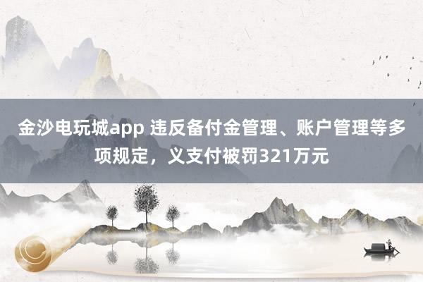 金沙電玩城app 違反備付金管理、賬戶管理等多項規定，義支付被罰321萬元