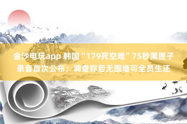 金沙電玩app 韓國“179死空難”75秒黑匣子錄音首次公布；調(diào)查稱若無圍墻可全員生還