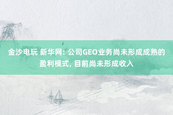 金沙電玩 新華網: 公司GEO業務尚未形成成熟的盈利模式, 目前尚未形成收入