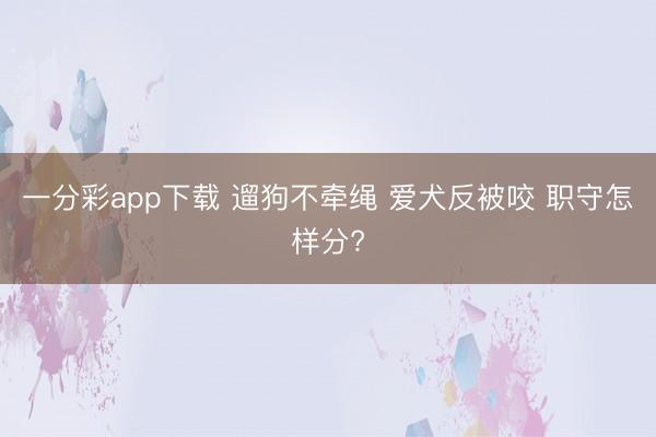 一分彩app下載 遛狗不牽繩 愛(ài)犬反被咬 職守怎樣分?